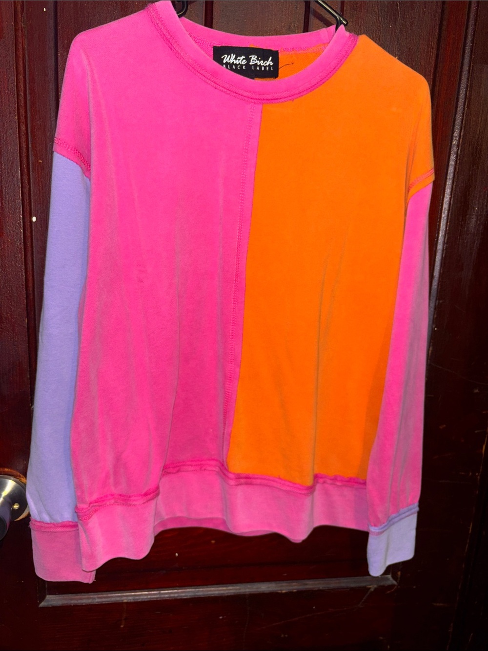 white birch Pink, Orange & Lavender Colorblock Crewneck Sweater